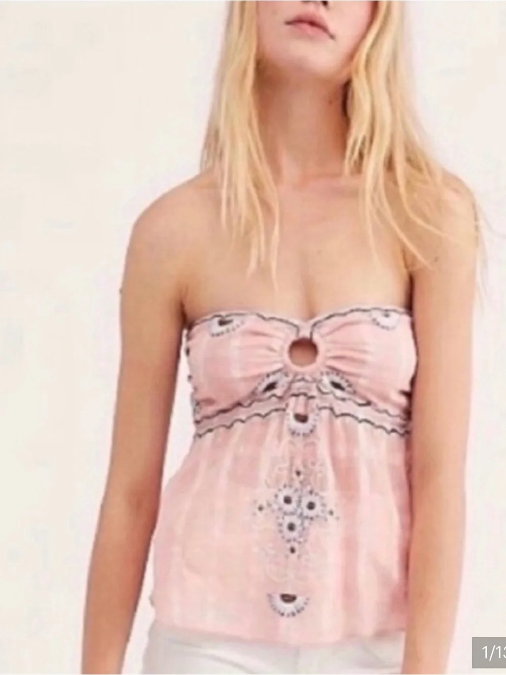 Free People Intimately Talk Back Pink Daisy Tube Top XS NWOT